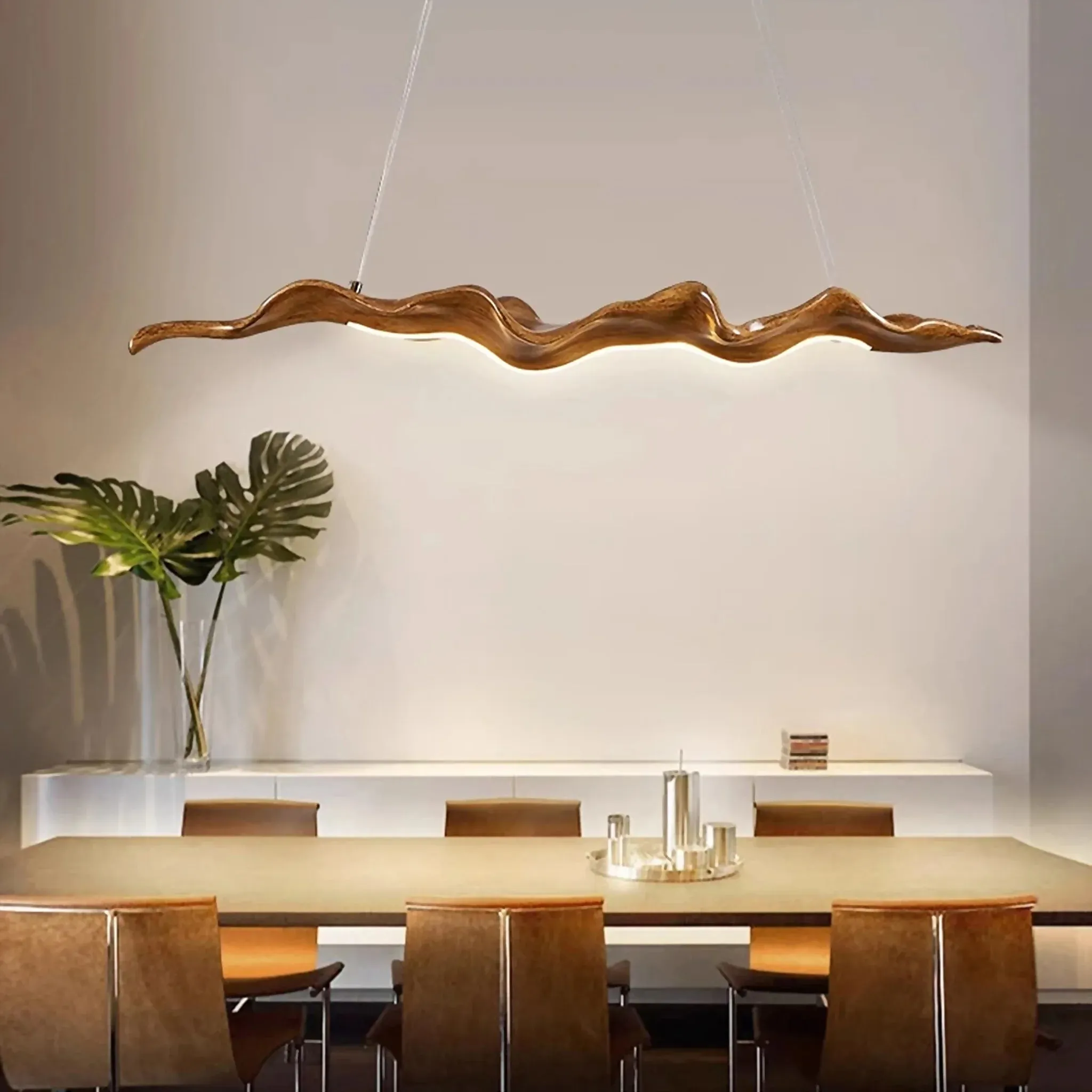 Creative Gold Leaf-Shaped Pendant LED Chandelier