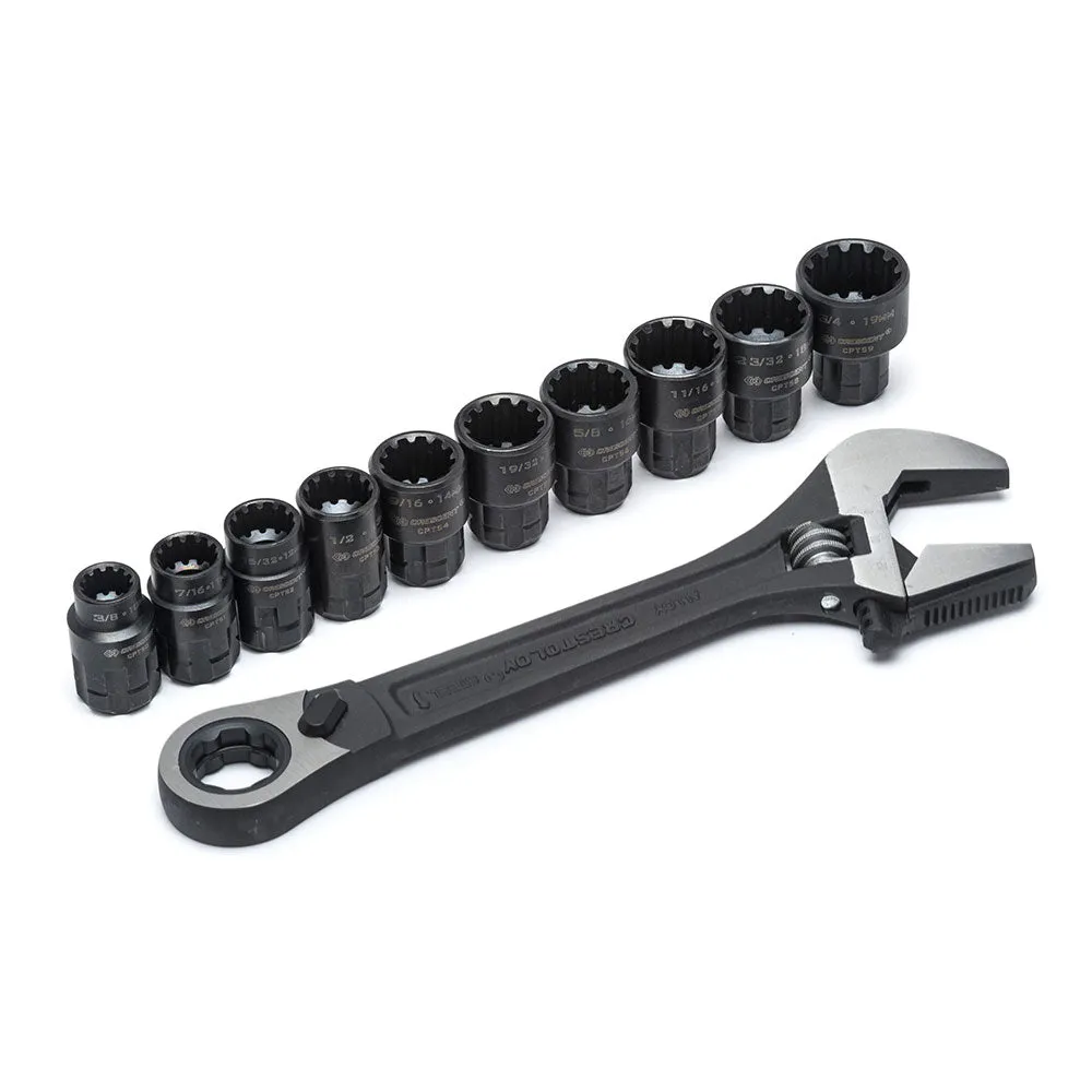 Crescent Pass-Thru Adjustable Wrench Set w/Spline Sockets - CPTAW8