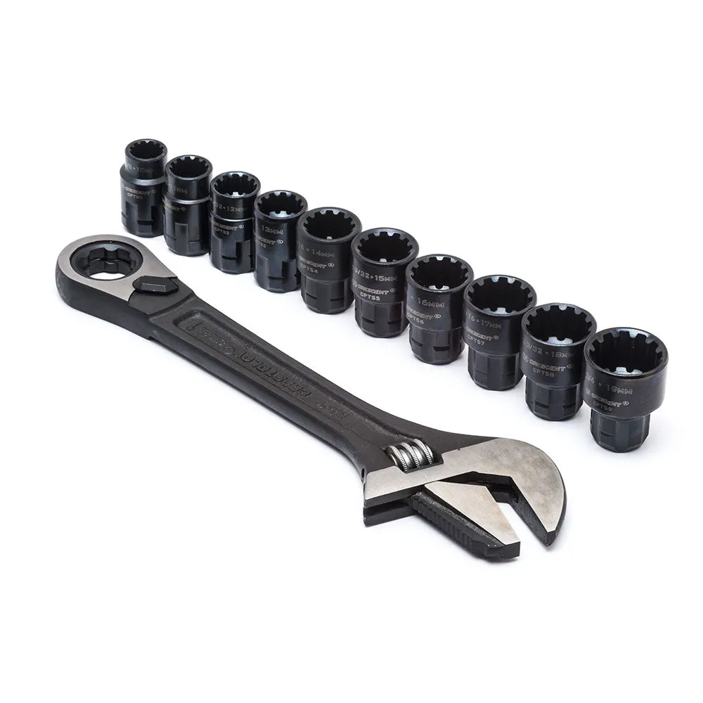 Crescent Pass-Thru Adjustable Wrench Set w/Spline Sockets - CPTAW8