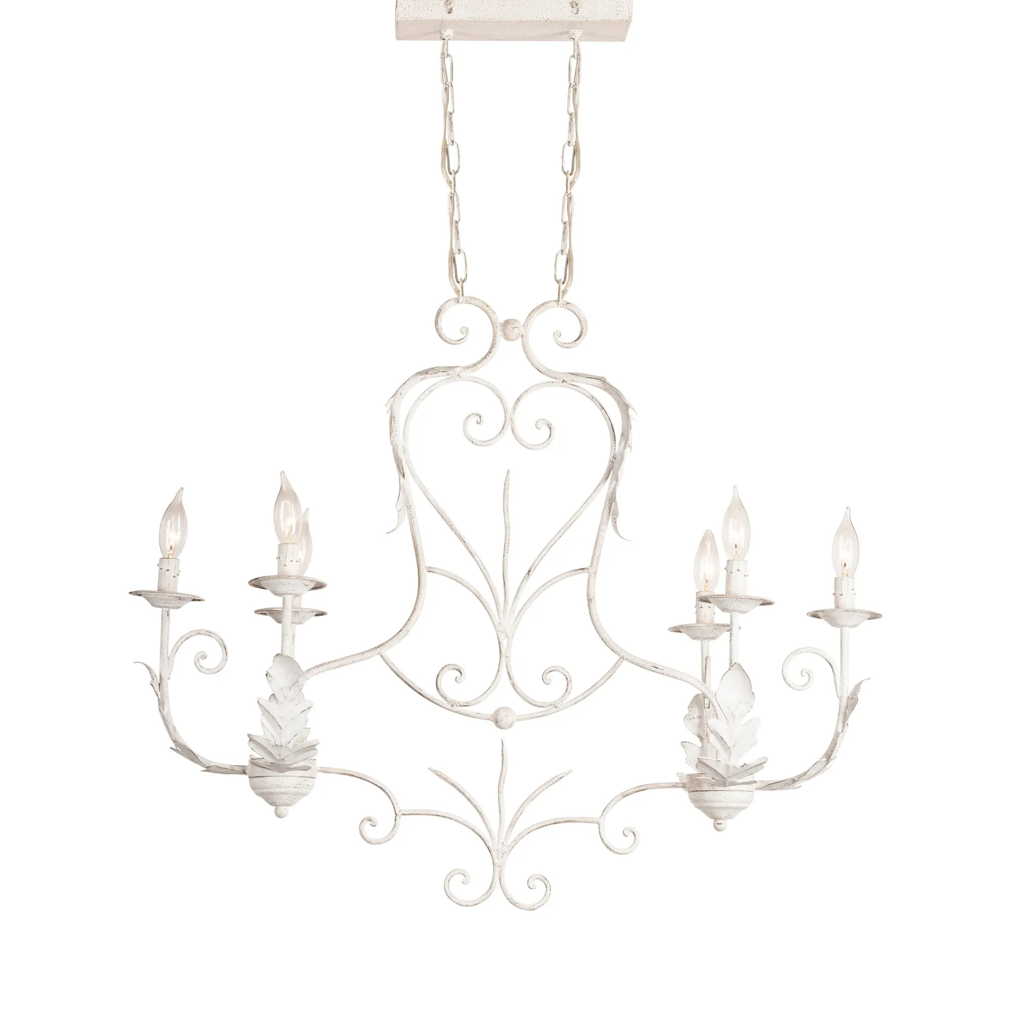 Crestview Collection CVPZDN014 St. Laurant 34" White Iron French Country Chandelier