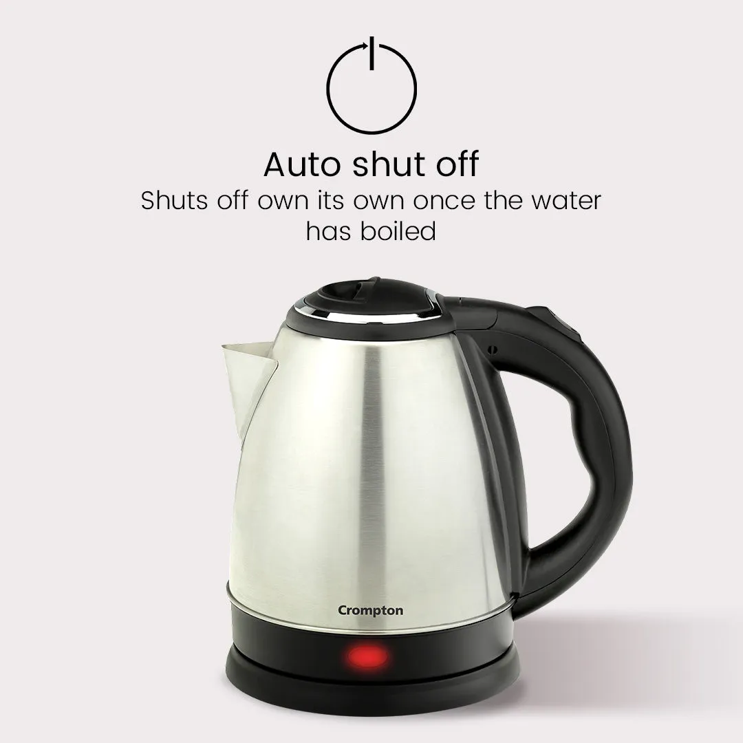 Crompton Instadelight Electric Kettle Stainless Steel 1.5 Ltr | SuperFast Boiling | Auto Shut Off | Dry Boil Protection