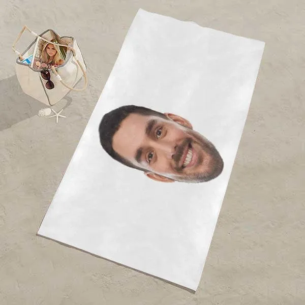 Custom Big Face Photo Beach Towel Quick-Dry, Sand-Free, Super Absorbent, Non-Fading, Beach&Bath Towel Beach Blanket Personalized Beach Towel Funny Selfie Gift