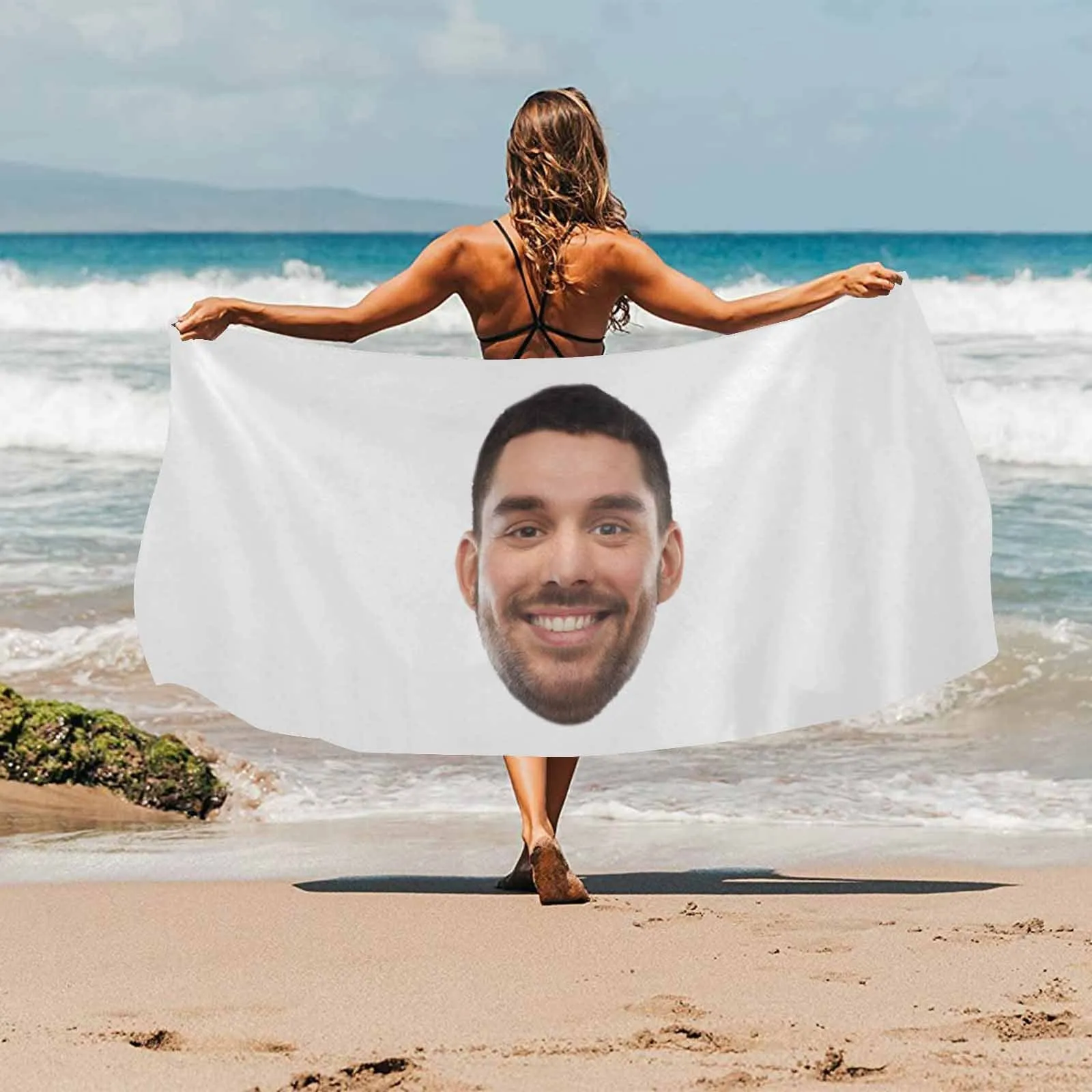 Custom Big Face Photo Beach Towel Quick-Dry, Sand-Free, Super Absorbent, Non-Fading, Beach&Bath Towel Beach Blanket Personalized Beach Towel Funny Selfie Gift