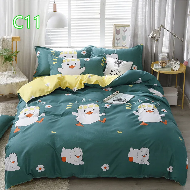 Cute Cartoon Pattern Soft Children'S Single Double Extra Large Quilt Cover And Pillowcase Set