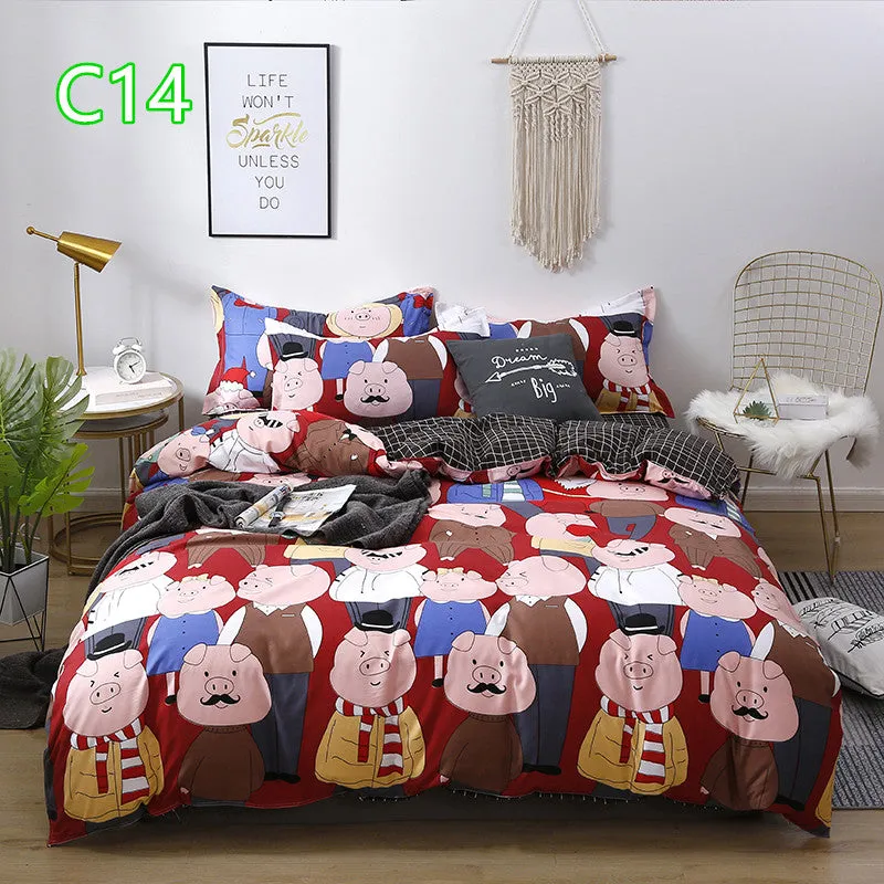 Cute Cartoon Pattern Soft Children'S Single Double Extra Large Quilt Cover And Pillowcase Set