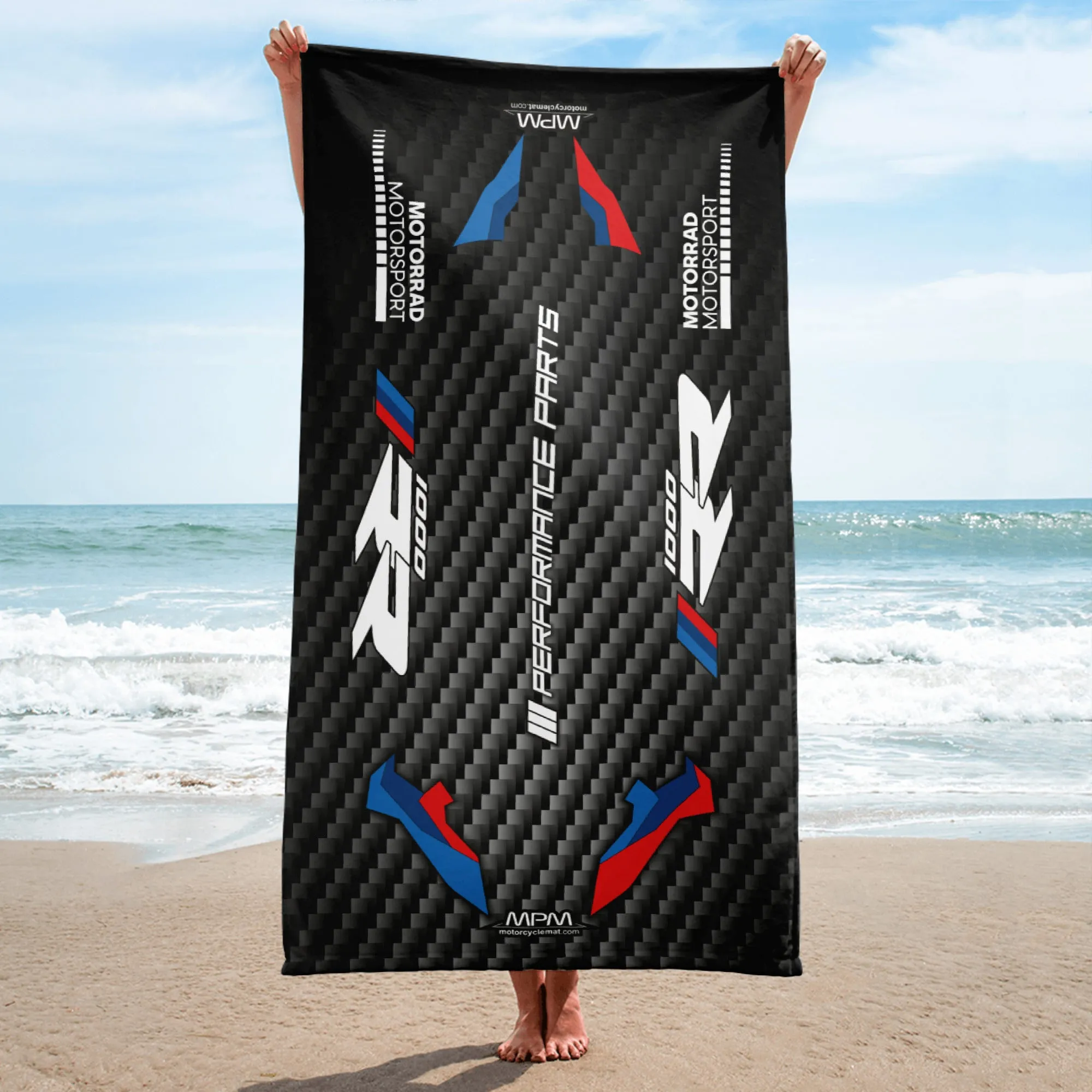 Designed Beach Towel Inspired by BMW M1000RR Carbon Motorcycle Model - MM9161