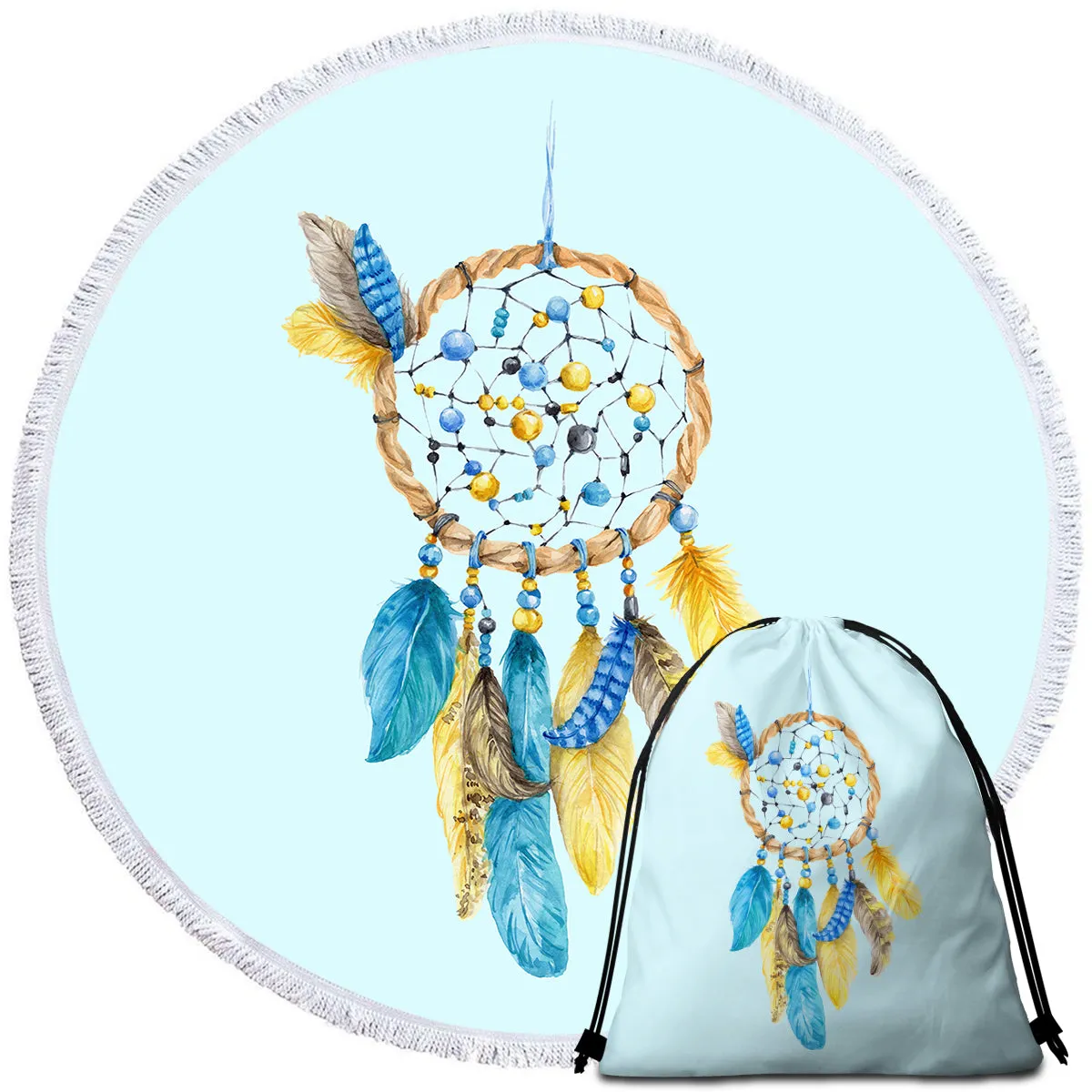 Dreams of Blue Round Beach Towel