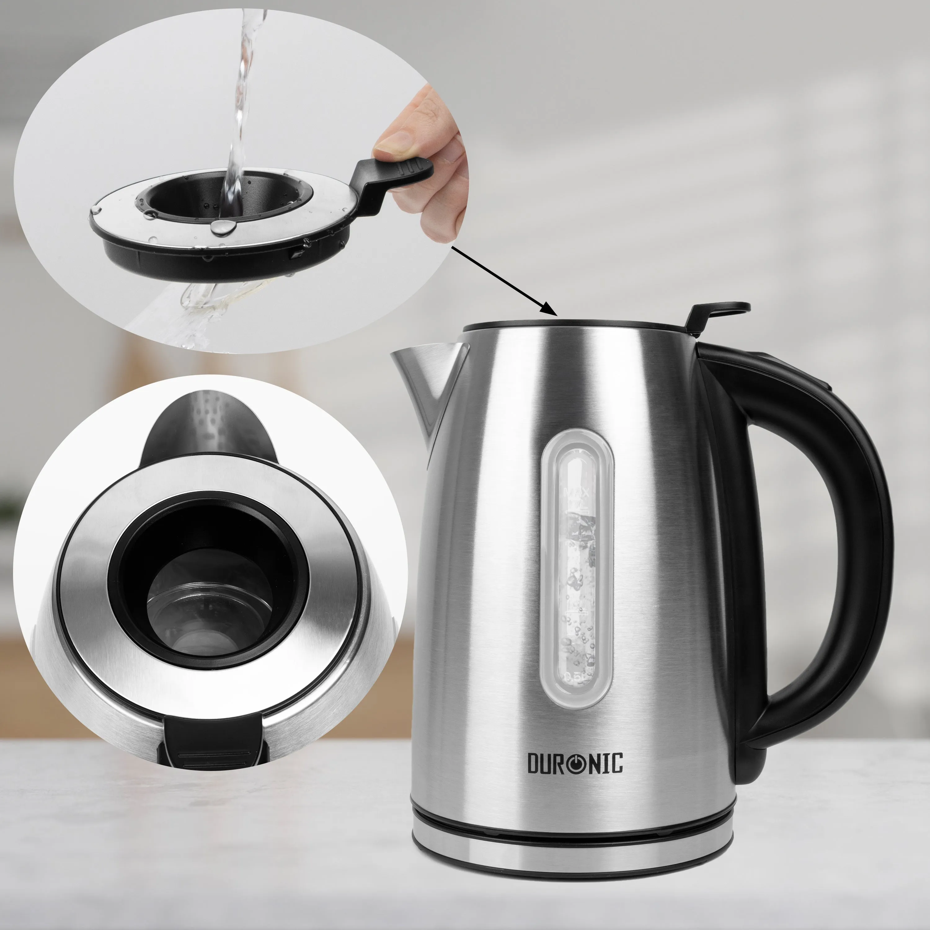 Duronic Electric Kettle EK43 Stainless Steel Kettles with Temperature Control Hot Water Boiler Electrical Heating Electronic Digital Kitchen Kettle for Boiling Water Tea Coffee Hot Chocolate Soup