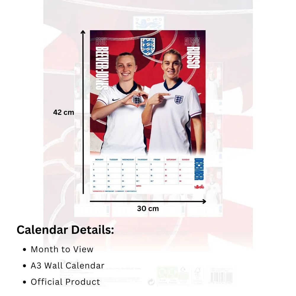 England Lionesses A3 Calendar 2025