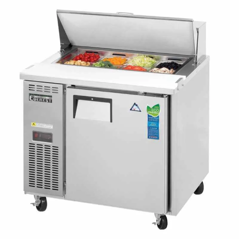 Everest - EPR1-24, Commercial 35" 8 Pan Salad Sandwich Food Prep Table Refrigerator One Section