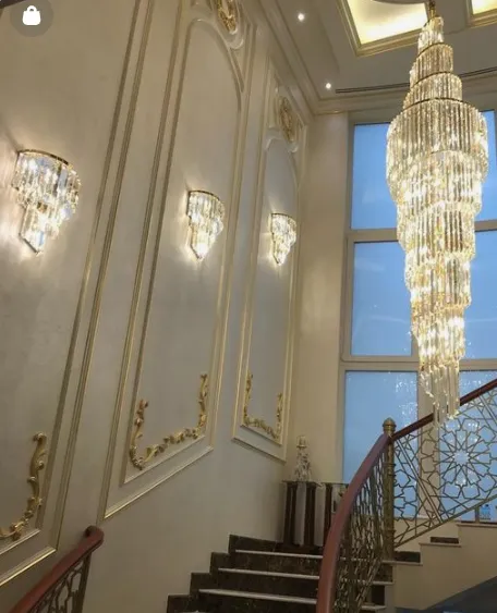 Extra Large Luxury Spiral Crystal Chandelier in Gold Finish