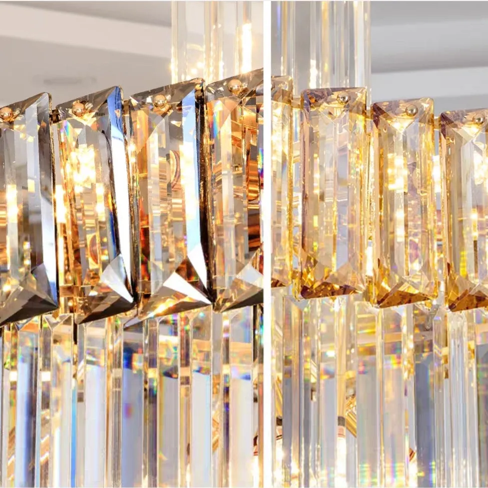 Extra Large Vertical Crystal Staircase Chandelier Foyer Ceiling Light Fixture in Gray/Amber Brim