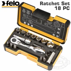 FELo 057 Min.Ratchet Set 18Pcs Bit/Sock. 1/4' Strongbox FEL05771806