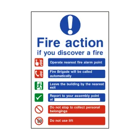 Fire Action Lift & Automatic Alarm Sign