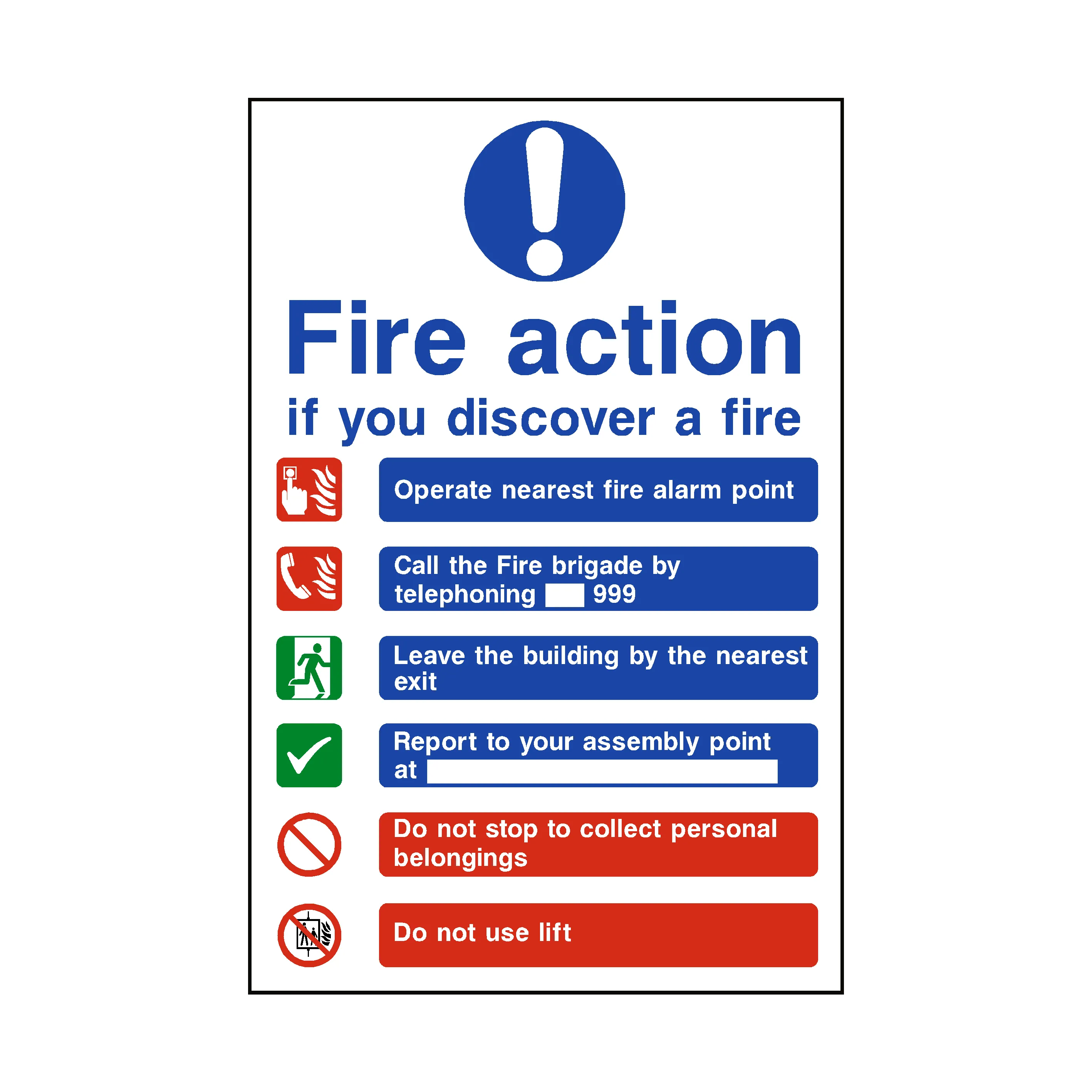 Fire Action Lift & Telephone Sign