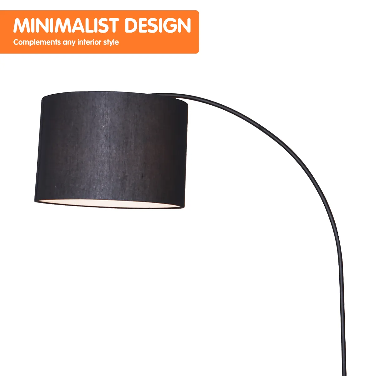 Floor Lamp Metal Arc-Shade Black