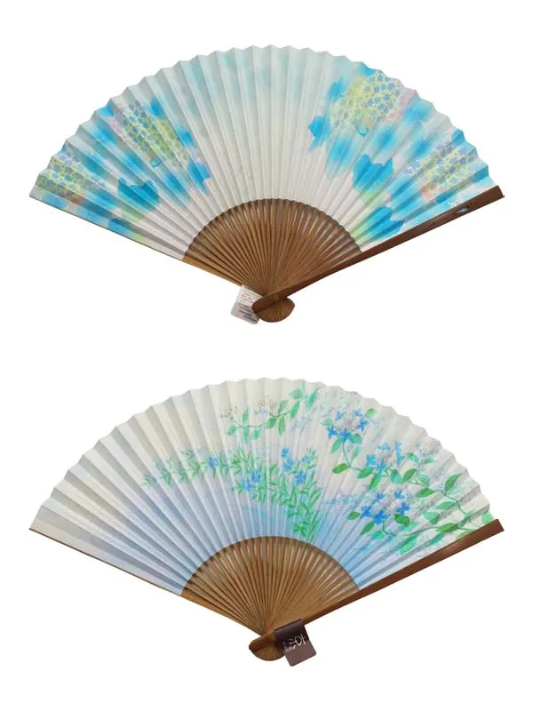 Folding Fan. Double-Sided Design made in Kyoto, Japan. Japanese Hand Fan. "Hydrangea / 紫陽花362"