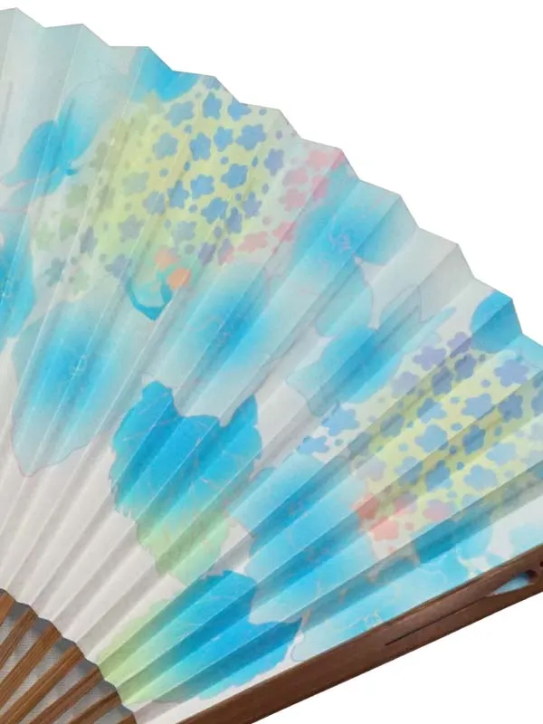 Folding Fan. Double-Sided Design made in Kyoto, Japan. Japanese Hand Fan. "Hydrangea / 紫陽花362"