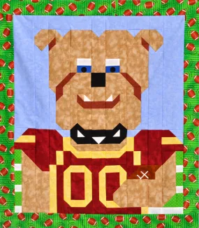 Football Bulldog Quilt CQ-E004e - Downloadable Pattern