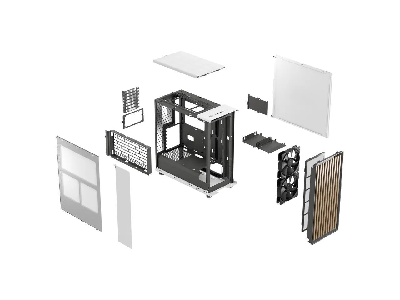 Fractal Design North Chalk White ATX Case with Oak Front and Mesh Side Panel FD-C-NOR1C-03