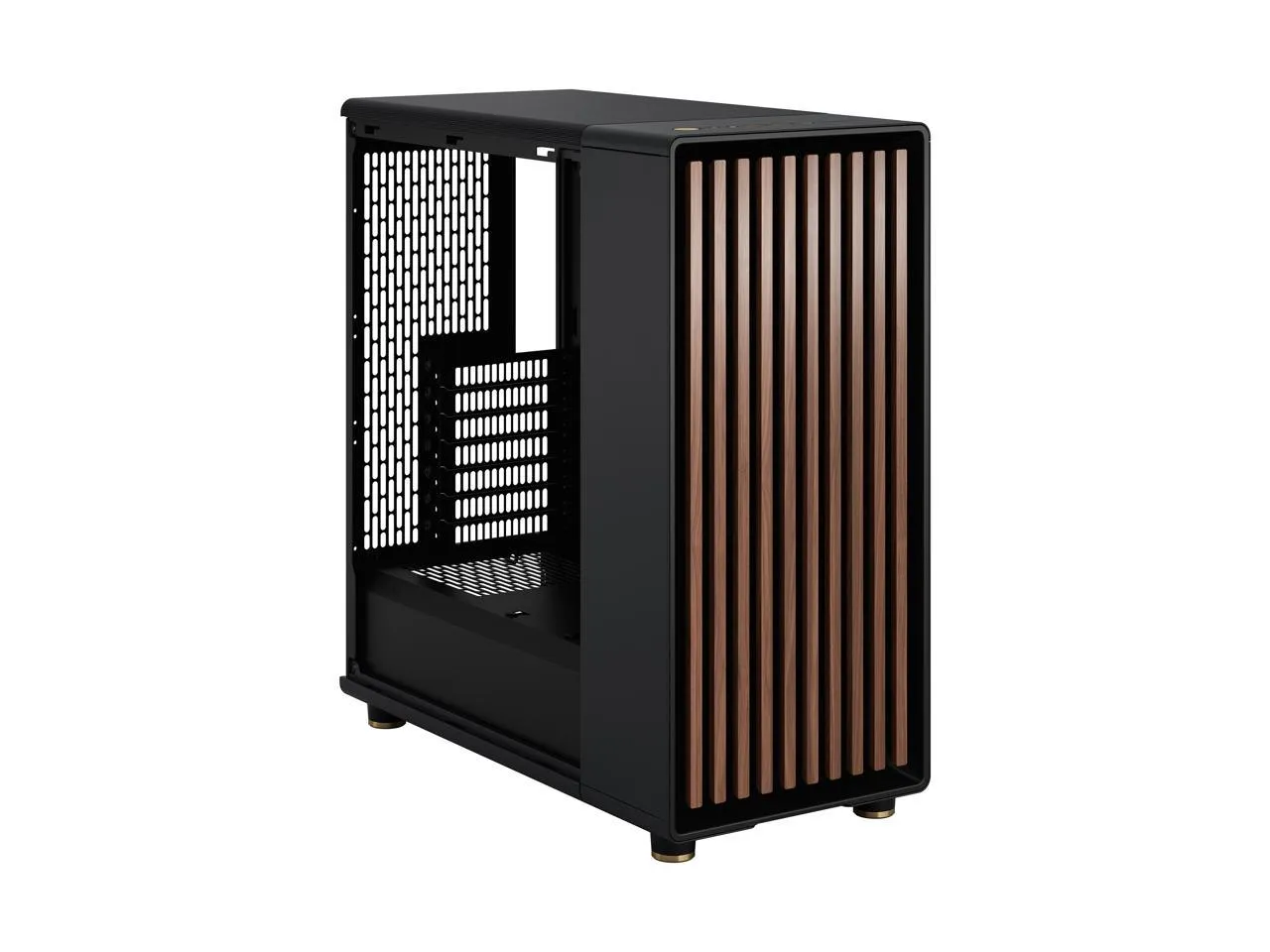 Fractal Design North Charcoal Black ATX Case with Walnut Front and Dark Tinted TG Side Panel FD-C-NOR1C-02