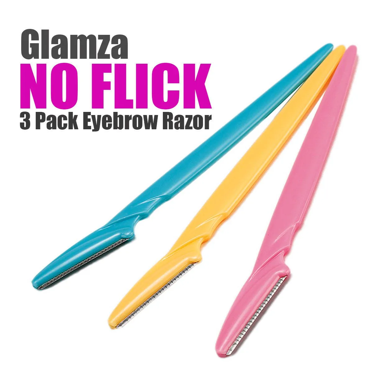 Glamza 'No Flick' Eyebrow, Face Fuzz & Dermaplaning Razors - Optional Disinfectant Spray