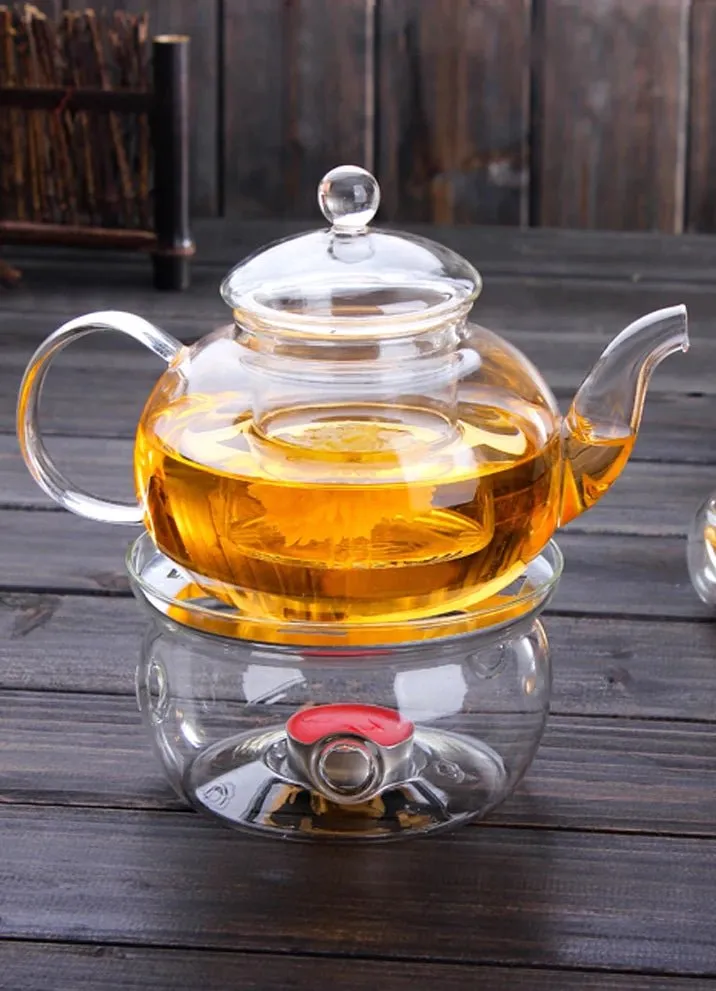 Glass Kettle and Tea-Lite Set- Transparent