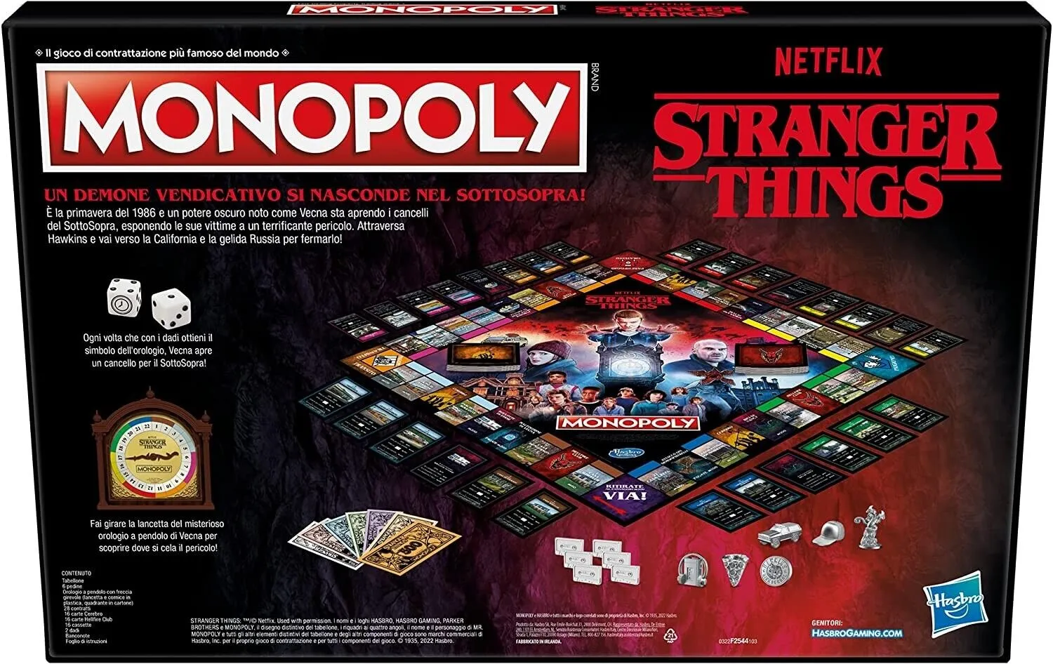 Hasbro Game Table Of Society Monopoly Of Stranger Things 4 IN Italian 14  | Damaged Packaging