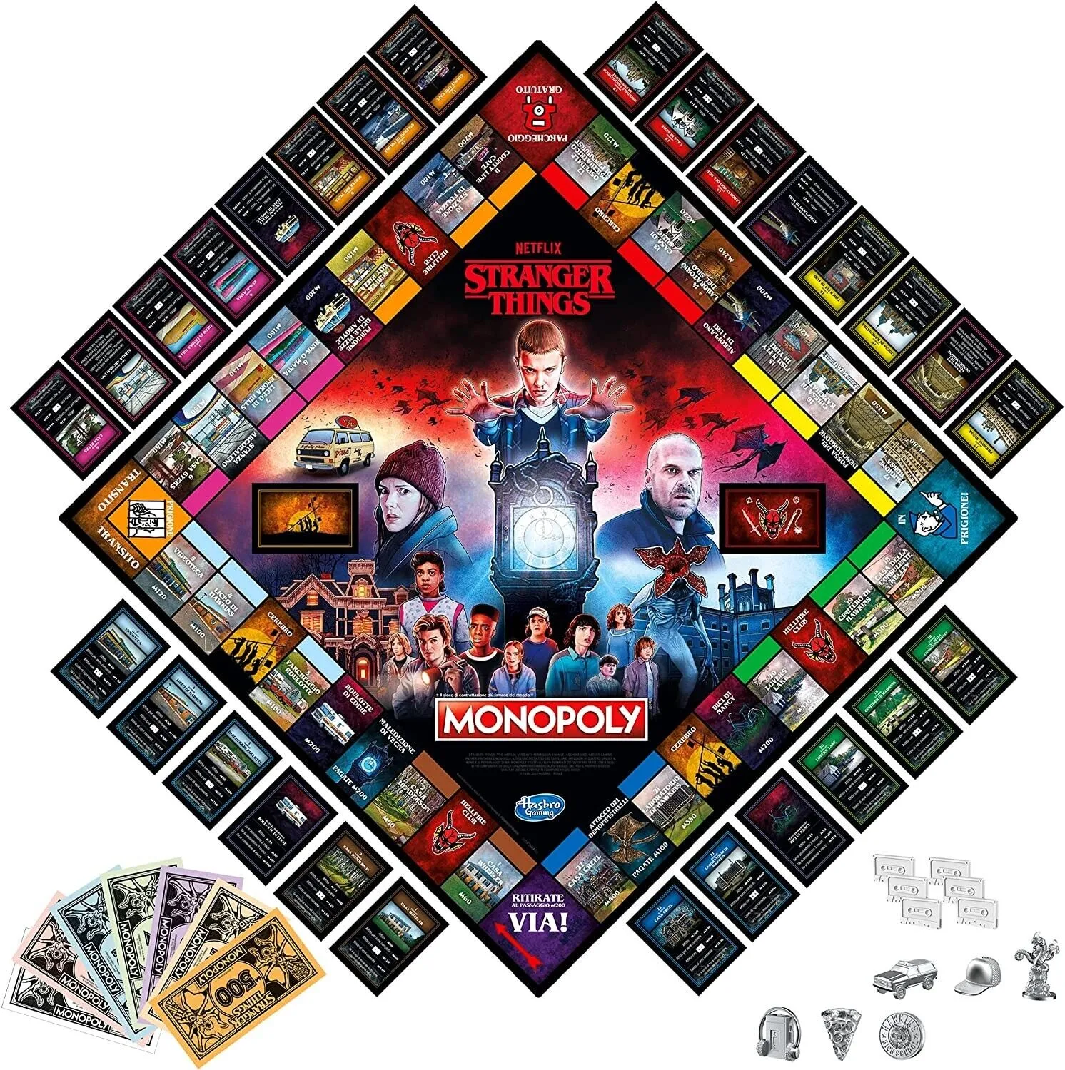 Hasbro Game Table Of Society Monopoly Of Stranger Things 4 IN Italian 14  | Damaged Packaging