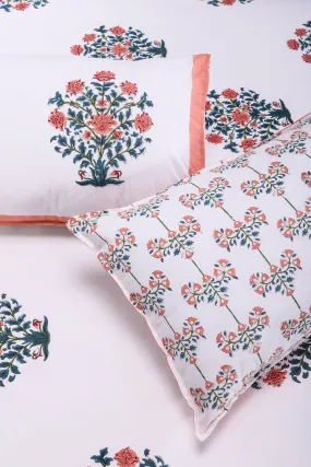 Hibicus Flower Pot Green Cotton Percale Bedsheet