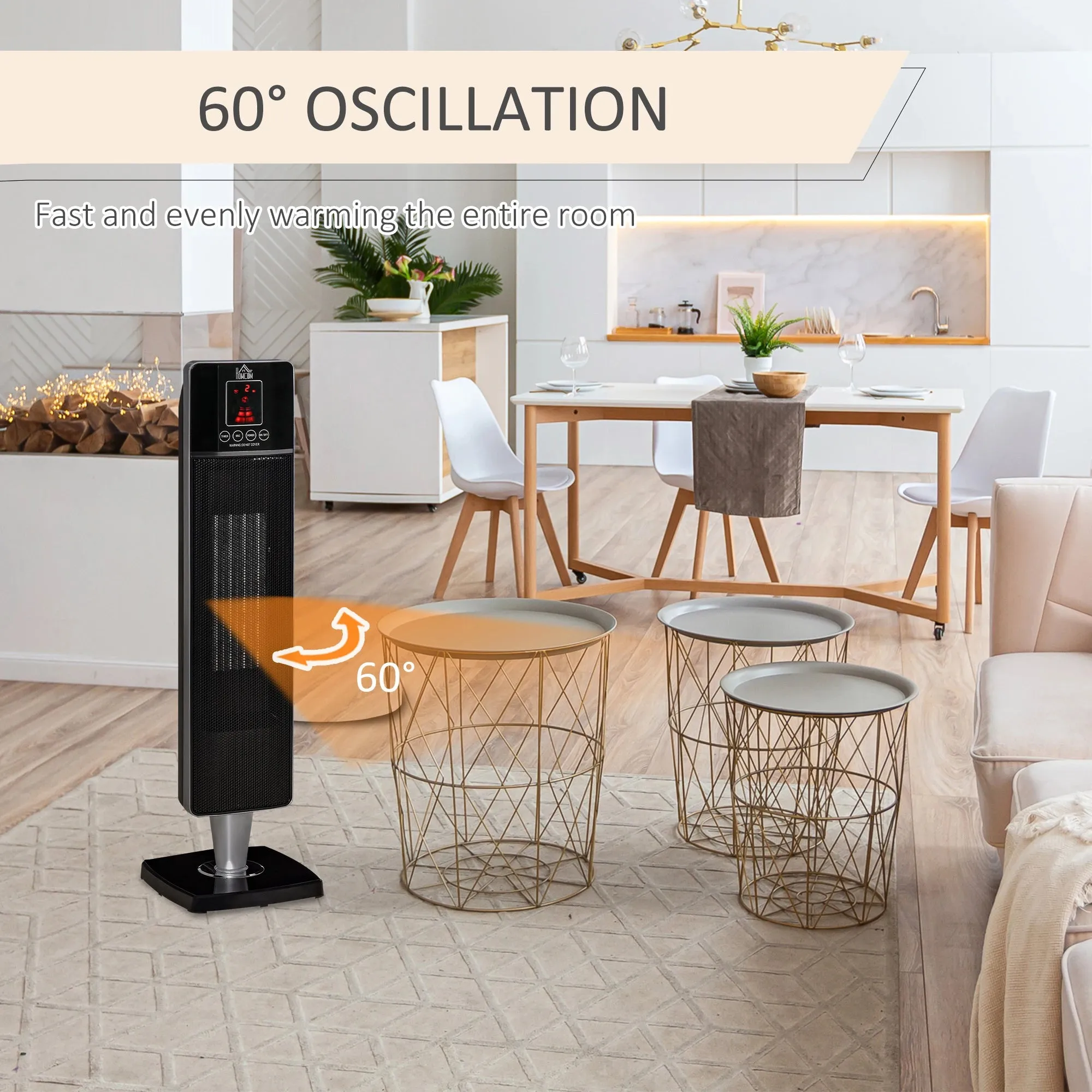 Homcom 2kW 60° Ceramic Tower Electric Heater