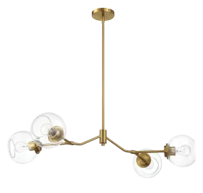 Jewel Four Lights Modern Farmhouse Chandelier Ceiling Hanging Light Fixture For Kitchen Island Dining Room 36"L × 20"W × 7.25"H with Clear Glass