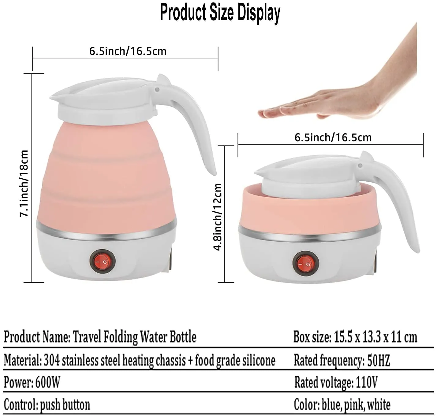 JIGsKART Silicone Travel Electric Portable Kettle Foldable Collapsible Kettle 220V 50Hz Hot Water Boiler&Tea Heater Coffee maker For Travelling,Office&Home Use (1 Pc-Multicolor) 600 Milliliter