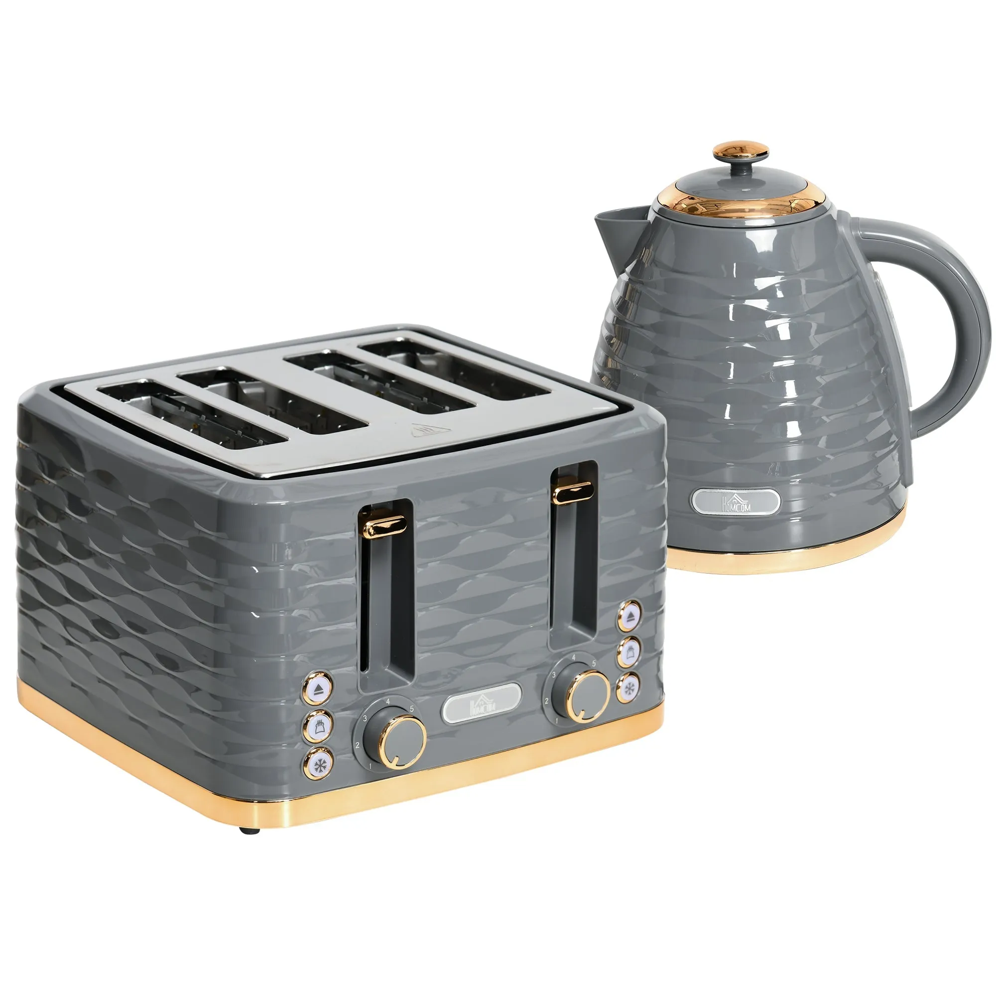 Kettle & Four Slice Toaster Set Grey