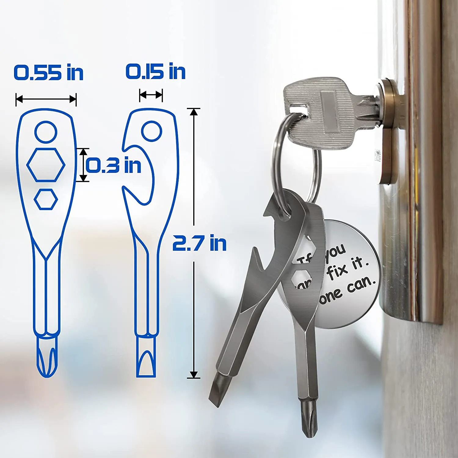 Keychain Screwdriver Men Gifts Tool - Stocking Stuffers Portable Key Shaped Pocket Screw Driver Gadgets EDC Multi Tool for Outdoor Repair: Hex Wrench Phillips Flathead Bottle Opener Key Ring