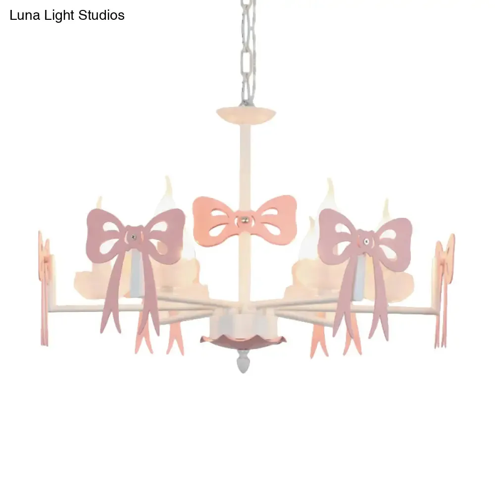 Kids' Bow Pendant Light - Contemporary Metal Chandelier for Living Room Décor