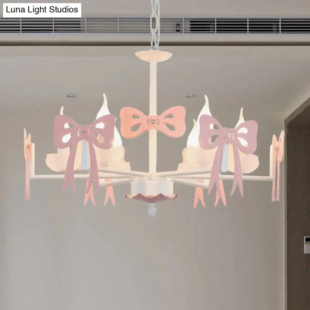 Kids' Bow Pendant Light - Contemporary Metal Chandelier for Living Room Décor