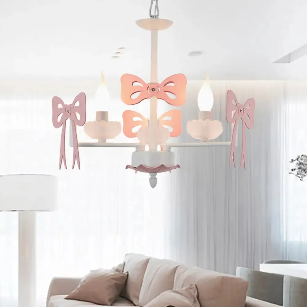 Kids' Bow Pendant Light - Contemporary Metal Chandelier for Living Room Décor