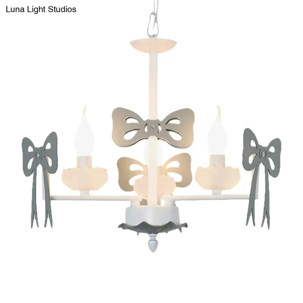 Kids' Bow Pendant Light - Contemporary Metal Chandelier for Living Room Décor