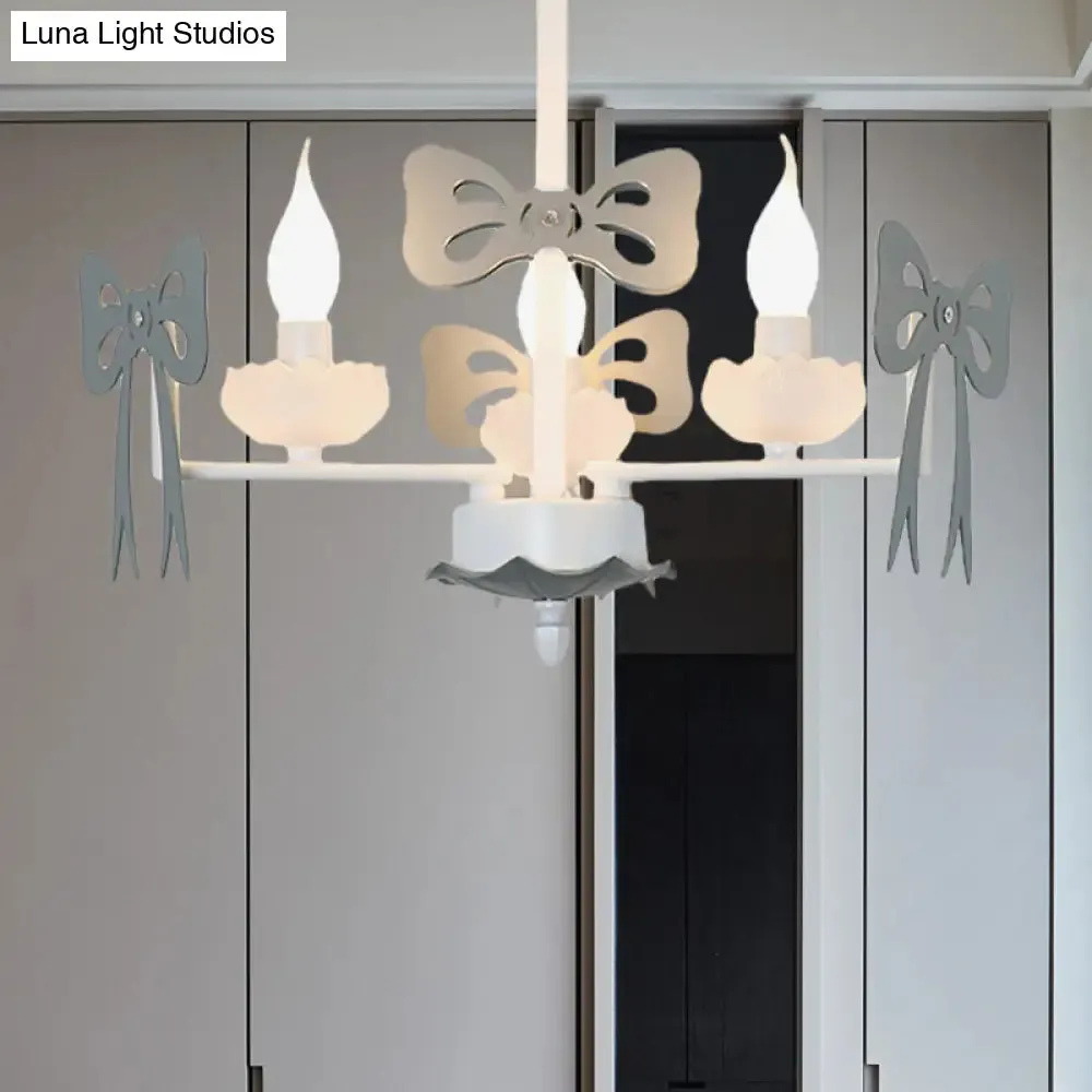 Kids' Bow Pendant Light - Contemporary Metal Chandelier for Living Room Décor