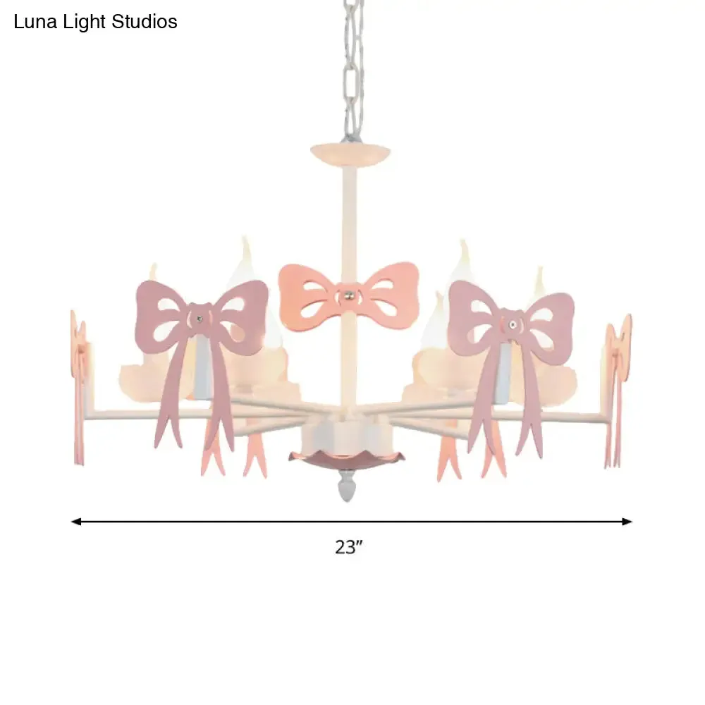 Kids' Bow Pendant Light - Contemporary Metal Chandelier for Living Room Décor