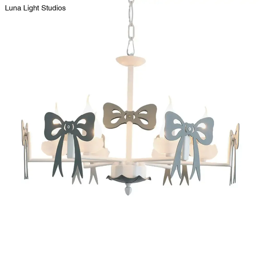 Kids' Bow Pendant Light - Contemporary Metal Chandelier for Living Room Décor