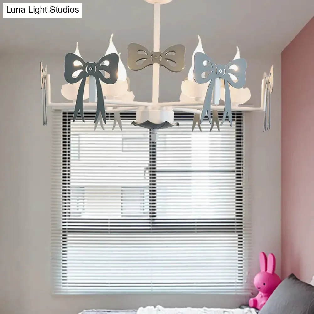 Kids' Bow Pendant Light - Contemporary Metal Chandelier for Living Room Décor