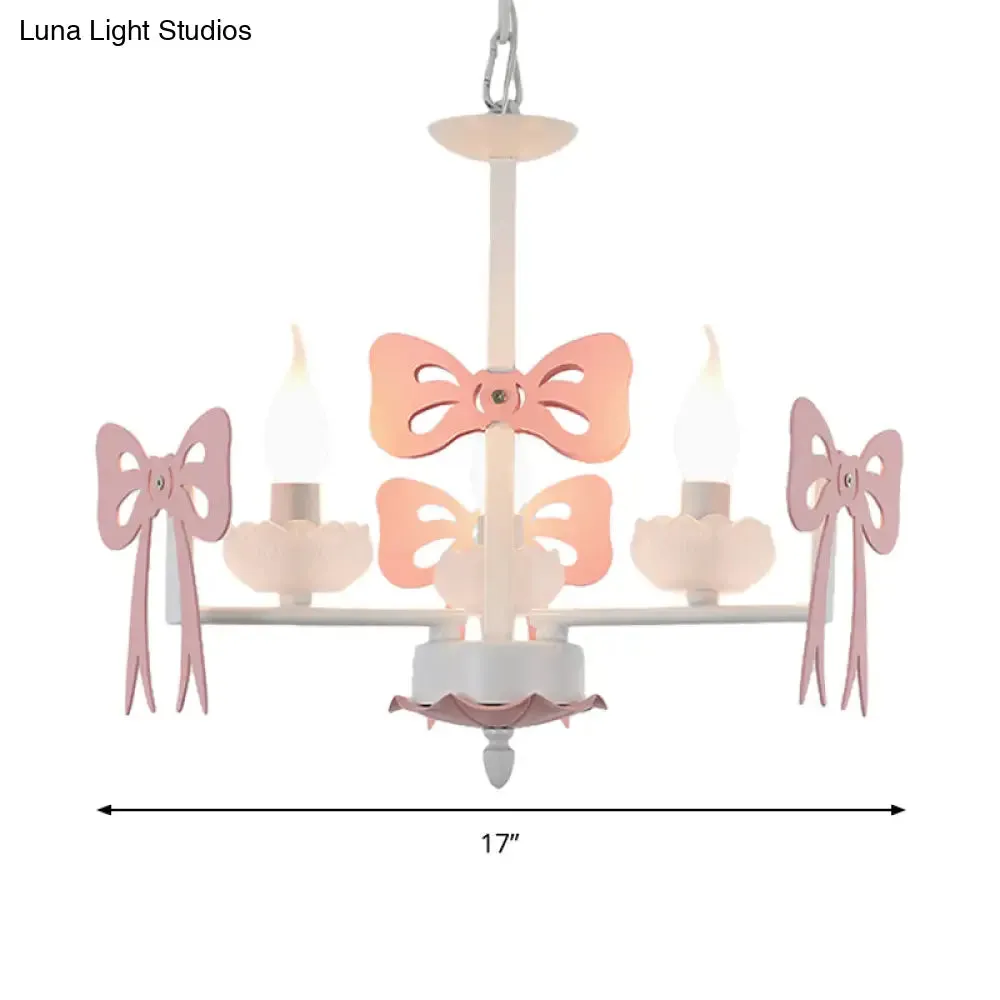 Kids' Bow Pendant Light - Contemporary Metal Chandelier for Living Room Décor