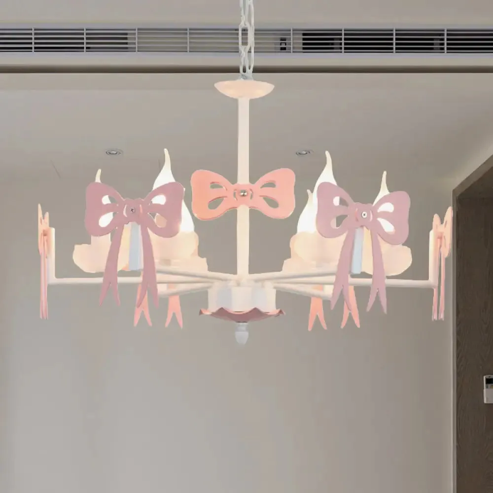 Kids' Bow Pendant Light - Contemporary Metal Chandelier for Living Room Décor