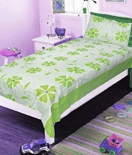 KIHOME 144 TC Cotton Single Bedsheet with Pillow Cover -Green Fruty