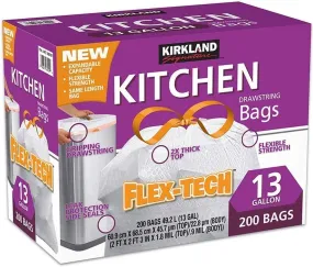 Kirkland Signature Pack of 200 Drawstring Kitchen Bags