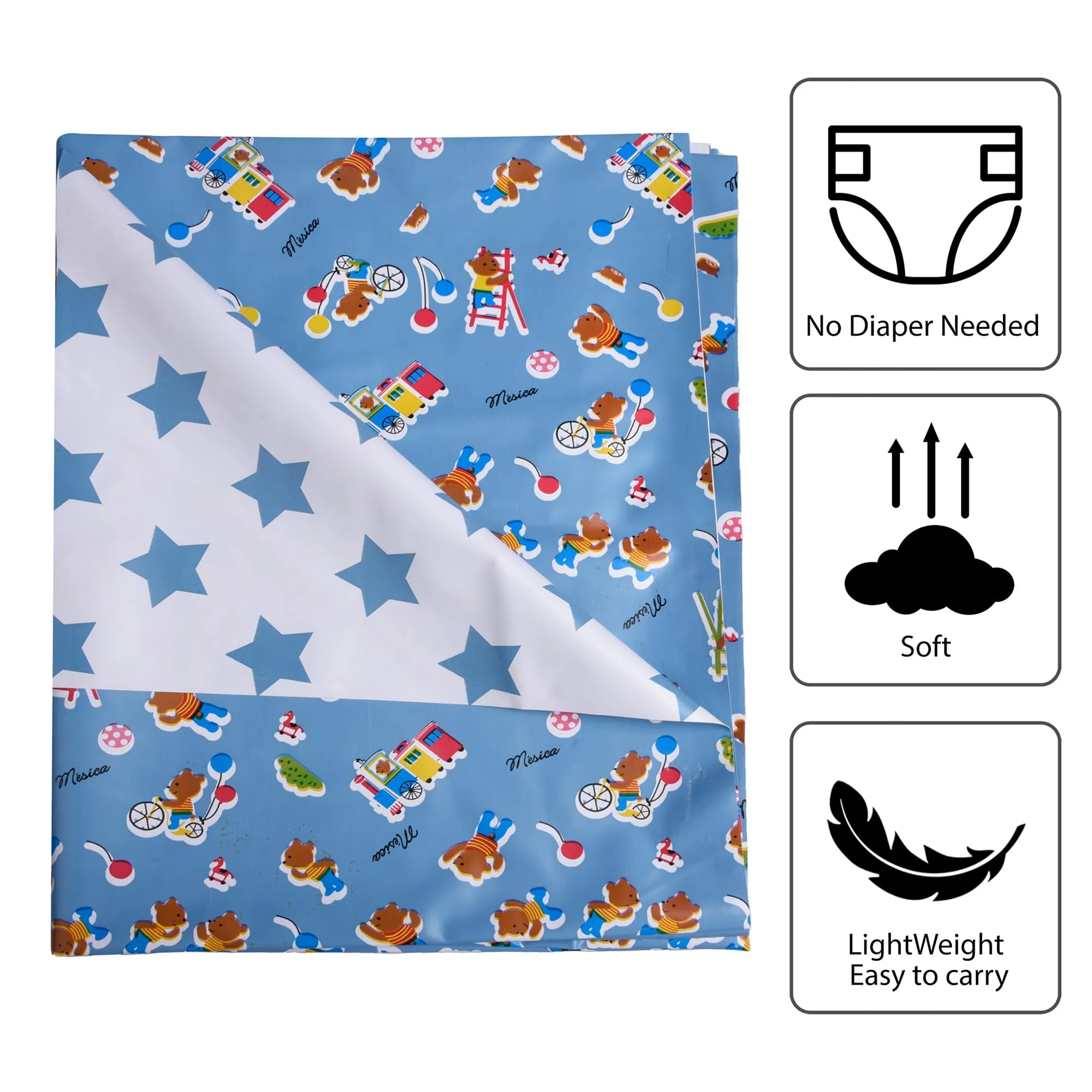 Kuber Industries Baby Sheet | Reversible Baby Plastic Sheet | Crib Sheet for Baby | Bed Wetting Protector Sheet | Baby Mattress Sheet for Baby | Toddler Bed Sheet | 100x100 CM | Blue