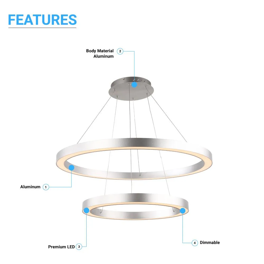 LED Pendant Light Fixture, Dimmable, 3000K (Warm White), Aluminum (P706542-96)