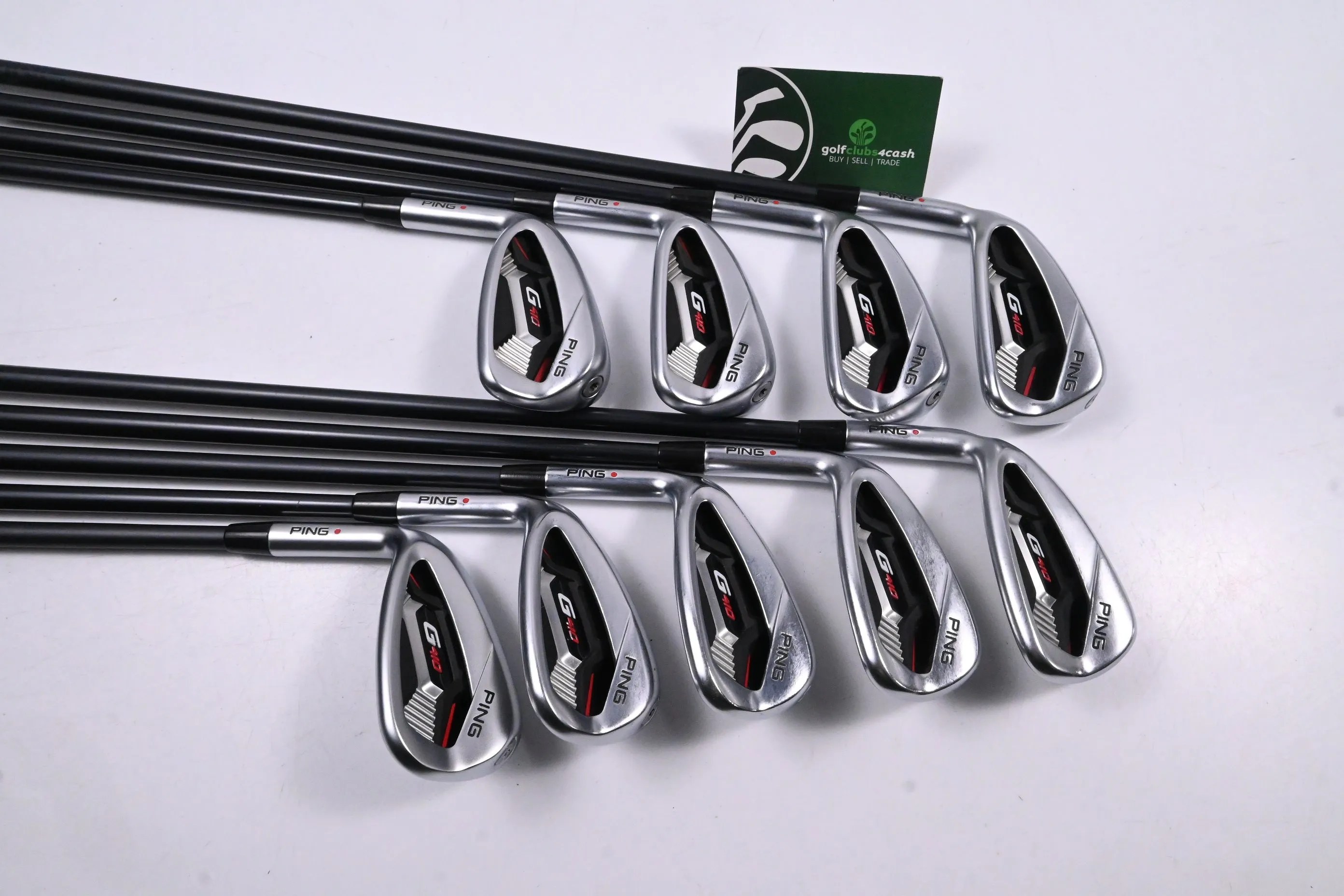 Left Hand Ping G410 Irons / 5-PW UW SW LW / Red Dot / Senior Flex Ping ALTA CB